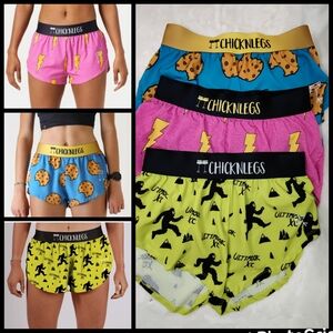 ChicknLegs Women’s Running Shorts Lot of 3 Size Small Fun Prints Bigfoot Cookies